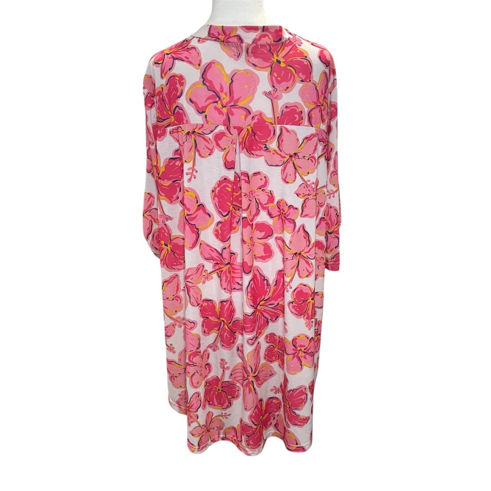 Simply Southern Pink‎ Floral Tab Sleee Tunic Top XXL Plus Resortwear Vacation - Picture 3 of 10